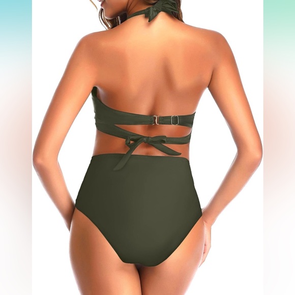 Tempt Me Women Two Piece Vintage
Swimsuit Retro Halter Ruched High Waist bottom - Picture 5 of 13